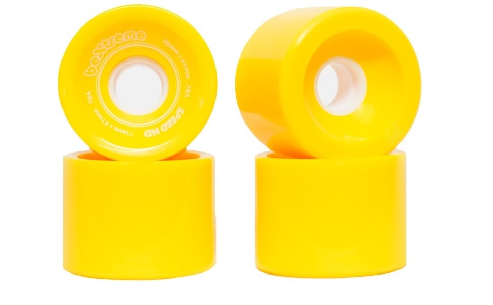 Roues Longboard BeXtreme 80A Jaune Marbré 70x51mm - Polyvalentes Cruising, Freestyle, Dancing, Downhill. 3 <a href=