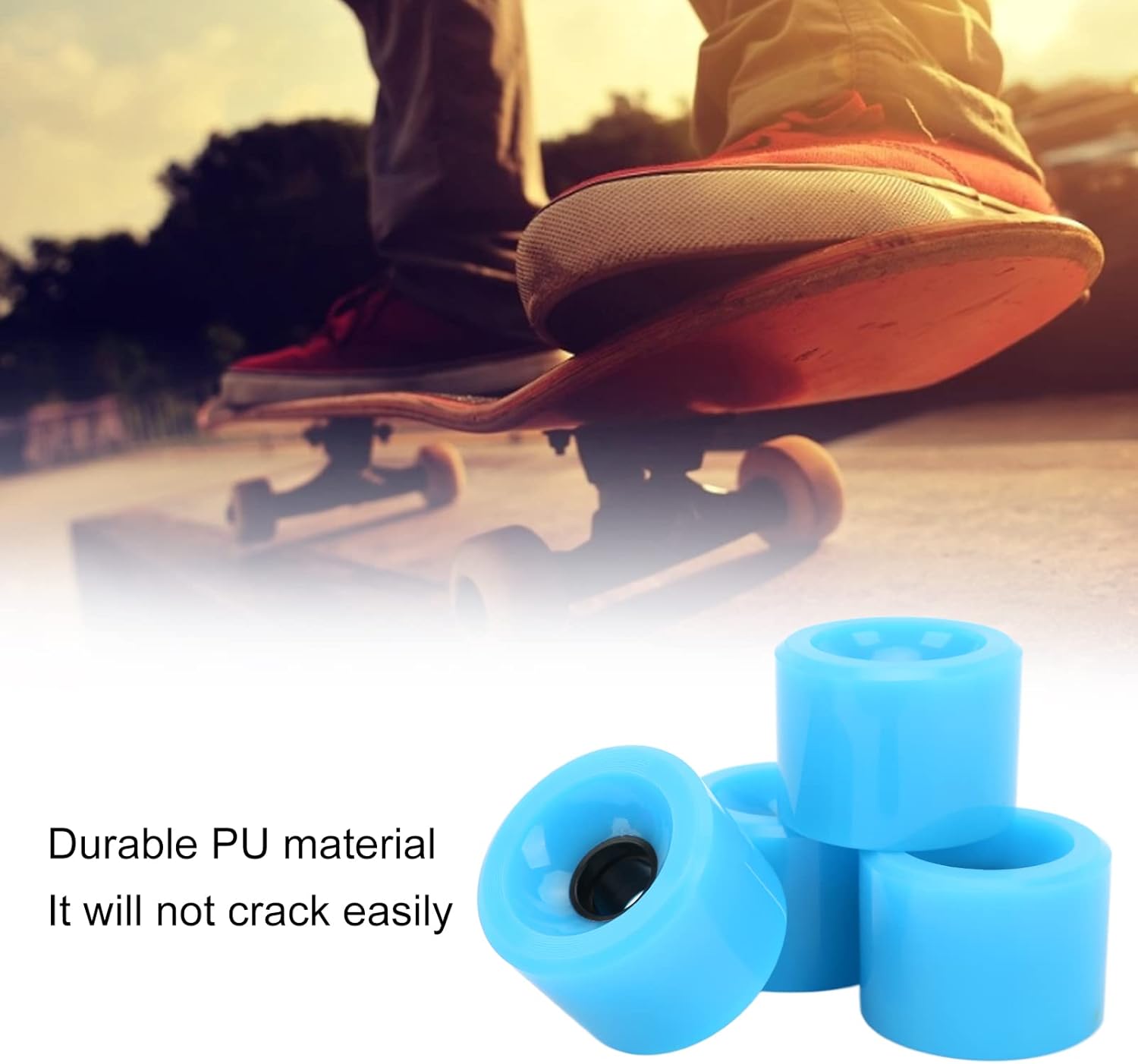 Roues de Longboard 70mm - Lot de 4, Bleu, Antidérapantes et Durables 3 Roues de Longboard 70mm - Lot de 4, Bleu, Antidérapantes et Durables – Image 3