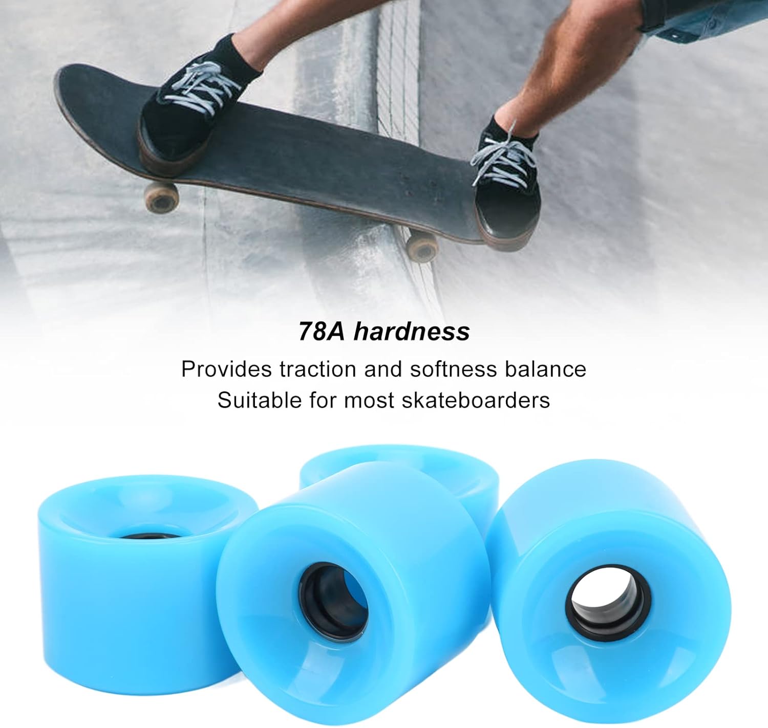 Roues de Longboard 70mm - Lot de 4, Bleu, Antidérapantes et Durables 4 Roues de Longboard 70mm - Lot de 4, Bleu, Antidérapantes et Durables – Image 4