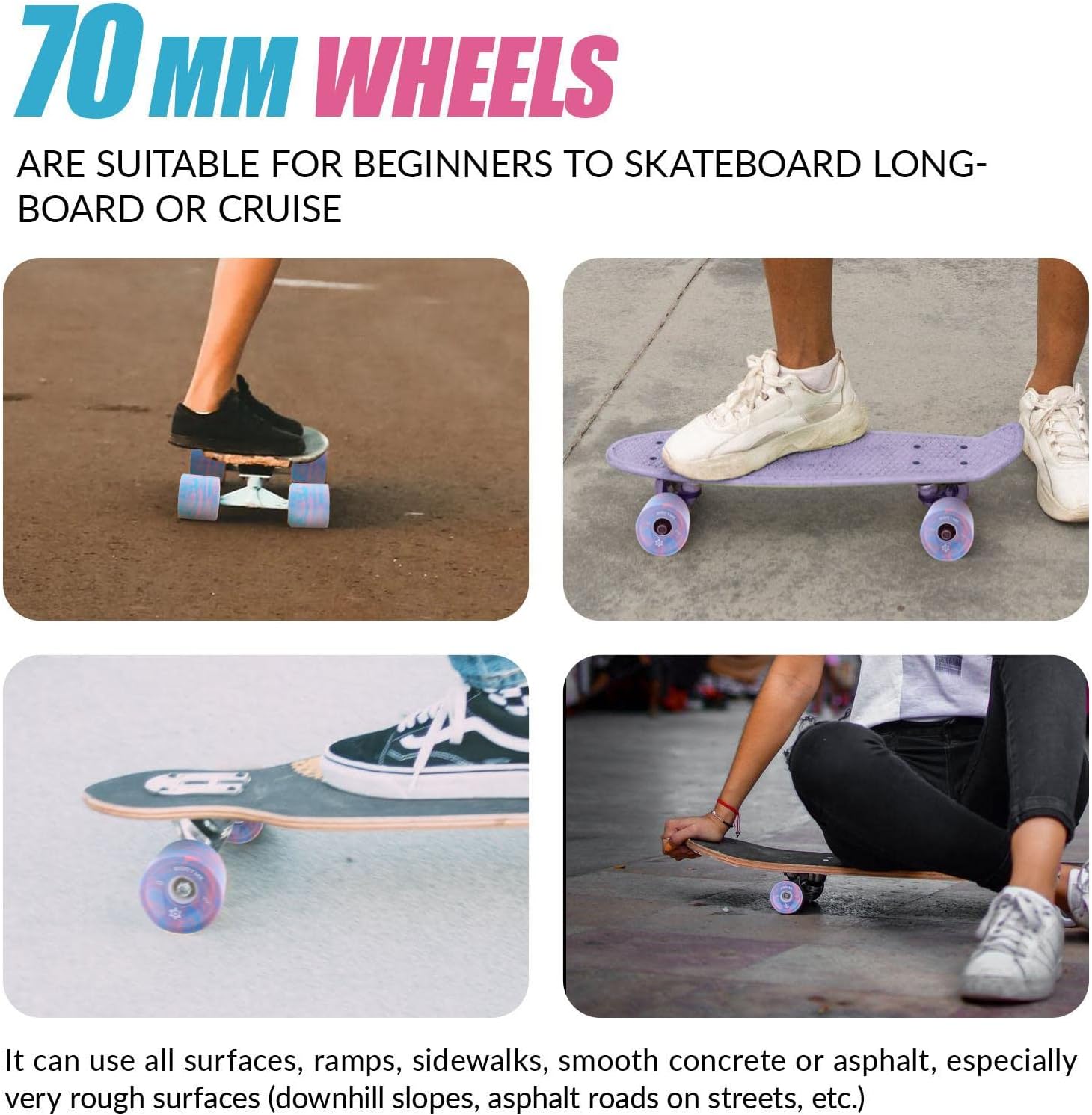 MagiDeal 4X Roues 78A Longboard 70x51mm Remplacement 9 MagiDeal 4X Roues 78A Longboard 70x51mm Remplacement – Image 9