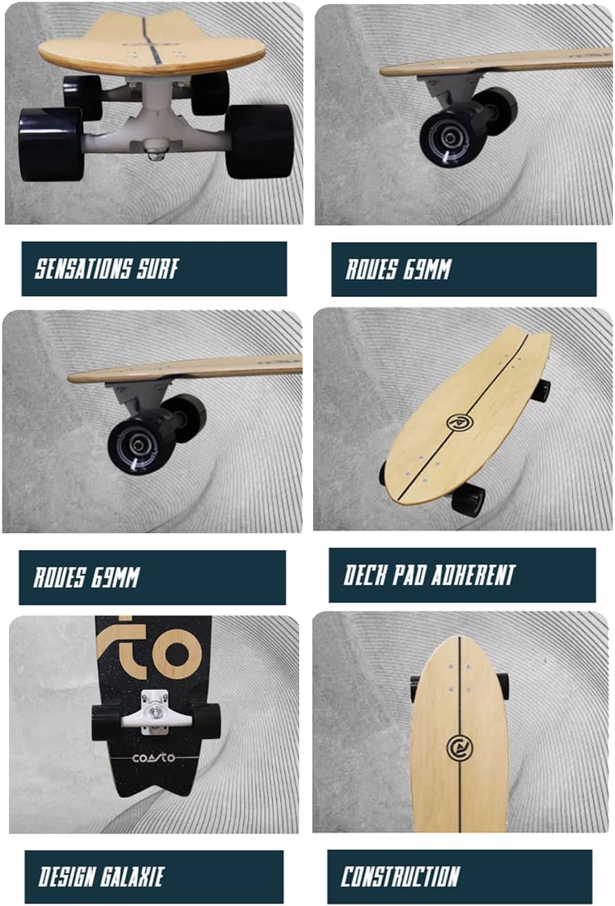 Surfskate Coasto polyvalent : skatepark, street, pumptrack, tout-terrain, cruiser avec trucks optimisés et deck pad transparent. 2 Surfskate Coasto polyvalent : skatepark, street, pumptrack, tout-terrain, cruiser avec trucks optimisés et deck pad transparent. – Image 2