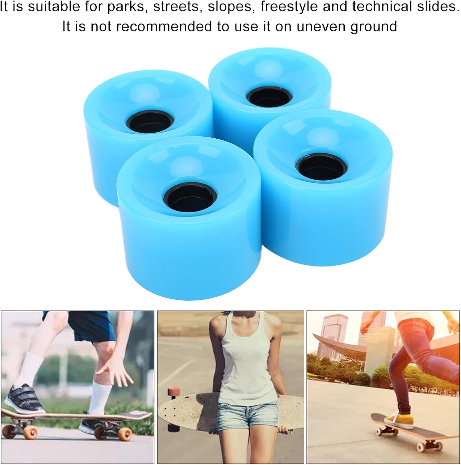 Roues de Longboard 70mm - Lot de 4, Bleu, Antidérapantes et Durables 2 Roues de Longboard 70mm - Lot de 4, Bleu, Antidérapantes et Durables – Image 2