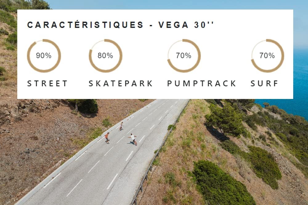 Surfskate Coasto polyvalent : skatepark, street, pumptrack, tout-terrain, cruiser avec trucks optimisés et deck pad transparent. 4 Surfskate Coasto polyvalent : skatepark, street, pumptrack, tout-terrain, cruiser avec trucks optimisés et deck pad transparent. – Image 4