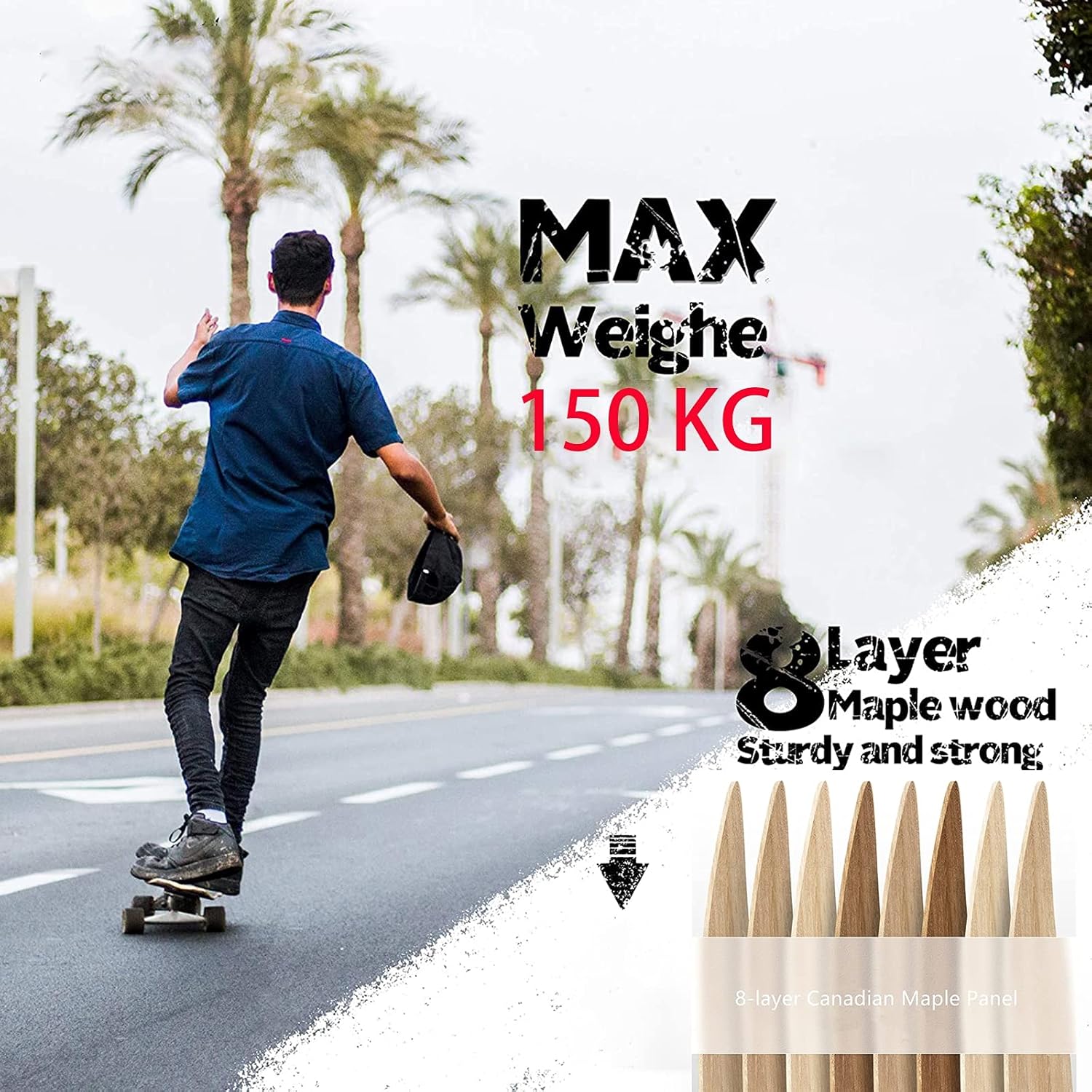 Cruiser Longboard 32" Pintail Surfskate avec Roulements ABEC-11, 8 Couches Érable, Outil en T, pour Adultes Débutants 2 Cruiser Longboard 32" Pintail Surfskate avec Roulements ABEC-11, 8 Couches Érable, Outil en T, pour Adultes Débutants – Image 2