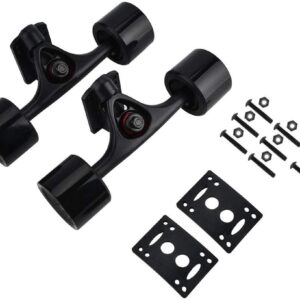 Kit Complet Skateboard avec Roues Noires et Riser Pads pour Cruiser