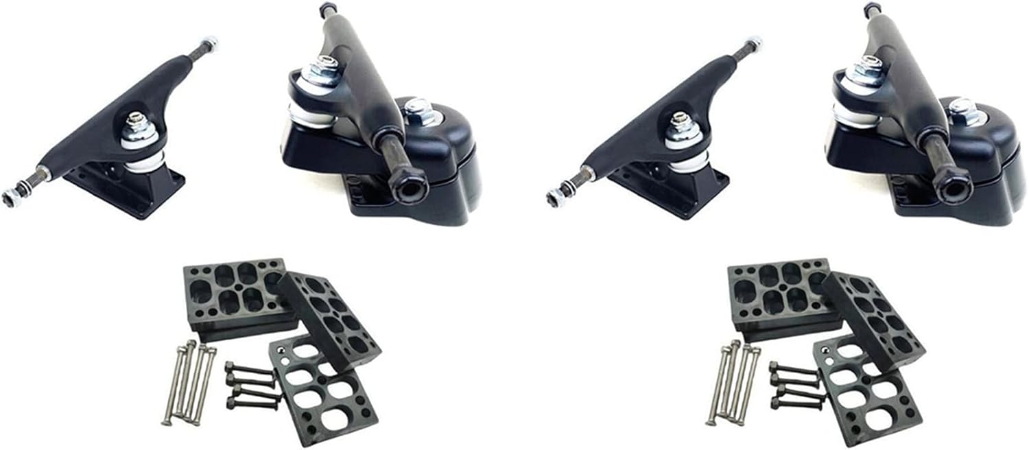 Lot de 2 trucks Naugan pour planche Land Surfing S6, adaptateur skateboard, joints noirs 1 Lot de 2 trucks Naugan pour planche Land Surfing S6, adaptateur skateboard, joints noirs