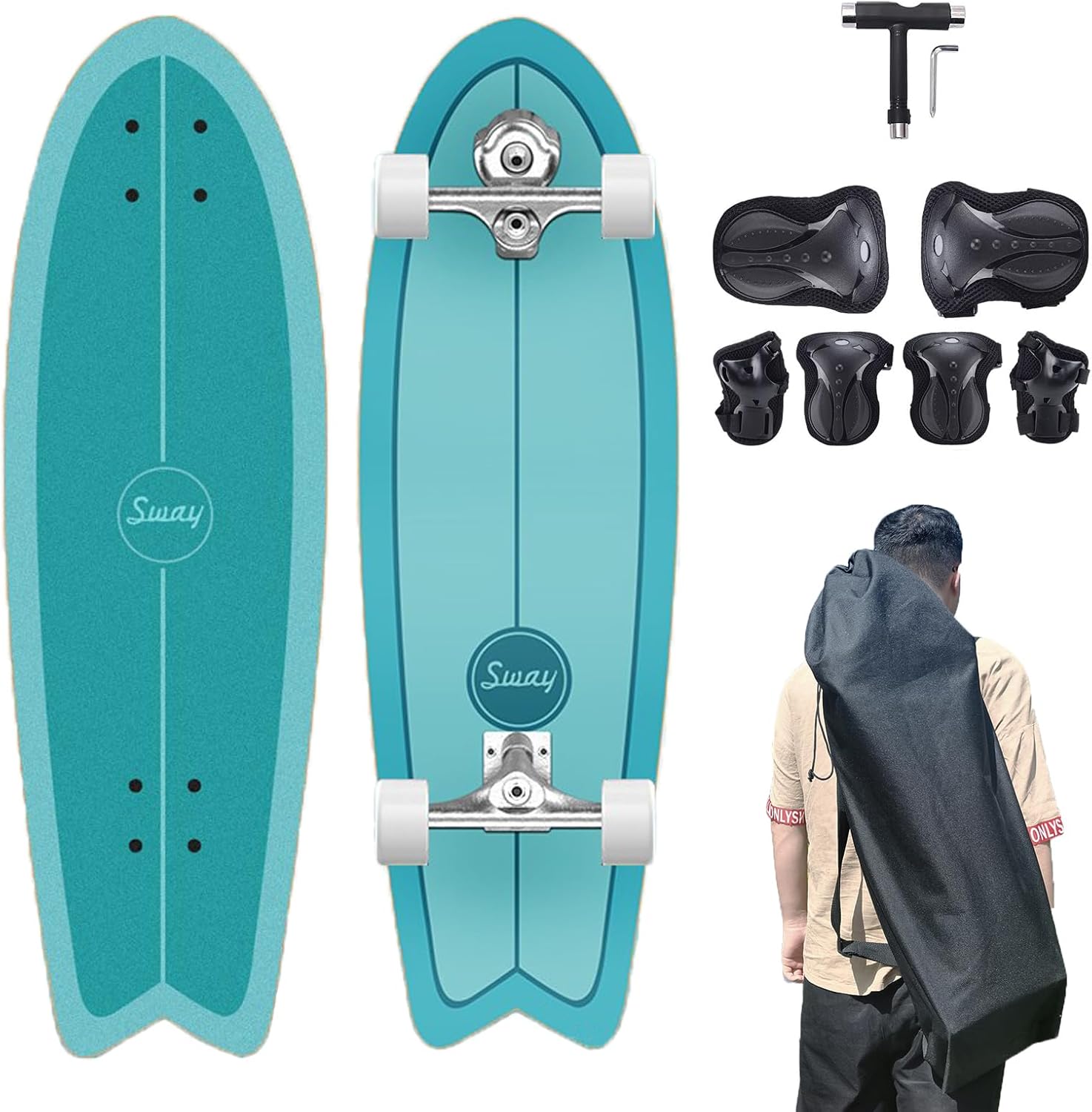 Surfskate 32" Complet S5 avec Équipement et Sac à Dos - Unisexe Adulte & Enfants 1 Surfskate 32" Complet S5 avec Équipement et Sac à Dos - Unisexe Adulte & Enfants