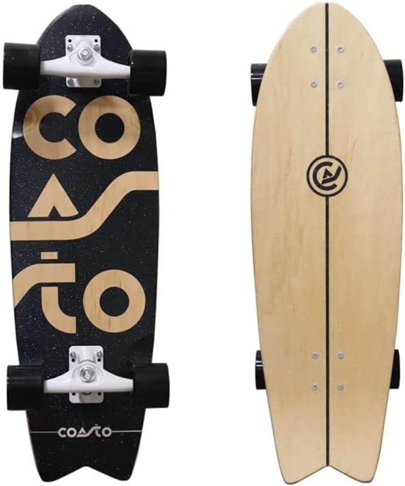 Surfskate Coasto polyvalent : skatepark, street, pumptrack, tout-terrain, cruiser avec trucks optimisés et deck pad transparent. 1 Surfskate Coasto polyvalent : skatepark, street, pumptrack, tout-terrain, cruiser avec trucks optimisés et deck pad transparent.